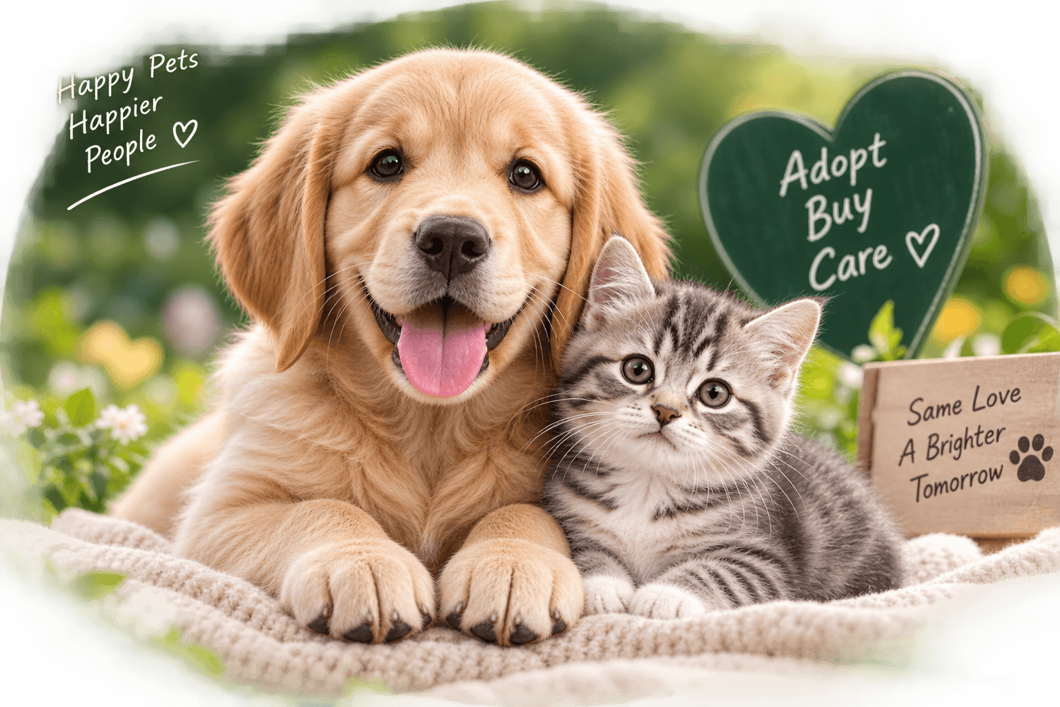 Happy dog and cat